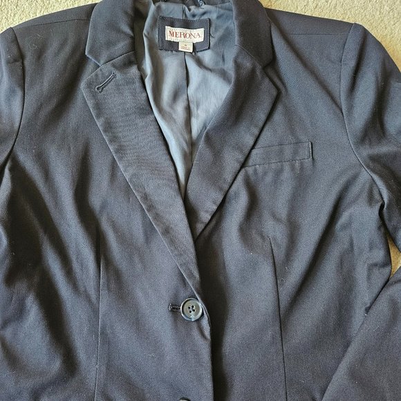 Navy Blazer with Shoulder Pads - Picture 2 of 10